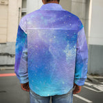 Blue Light Nebula Galaxy Space Print Men's Shirt Jacket