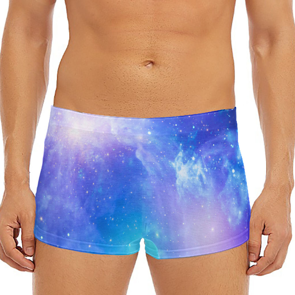 Blue Light Nebula Galaxy Space Print Men's Short Boxer Briefs
