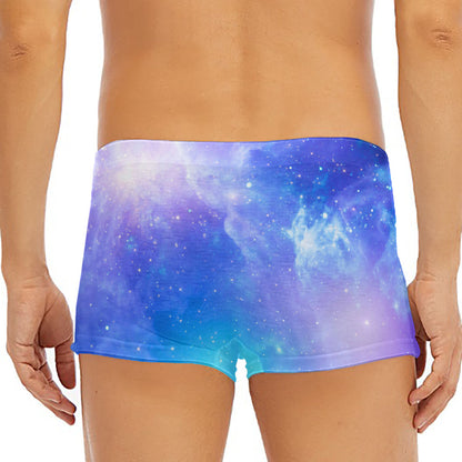 Blue Light Nebula Galaxy Space Print Men's Short Boxer Briefs