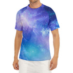 Blue Light Nebula Galaxy Space Print Men's Short Sleeve Rash Guard