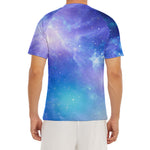Blue Light Nebula Galaxy Space Print Men's Short Sleeve Rash Guard
