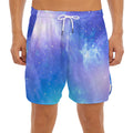 Blue Light Nebula Galaxy Space Print Men's Split Running Shorts