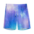 Blue Light Nebula Galaxy Space Print Men's Athletic Shorts