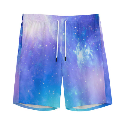 Blue Light Nebula Galaxy Space Print Men's Sports Shorts
