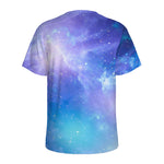 Blue Light Nebula Galaxy Space Print Men's Sports T-Shirt