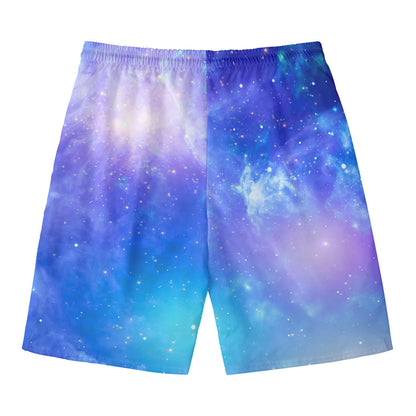 Blue Light Nebula Galaxy Space Print Men's Swim Trunks