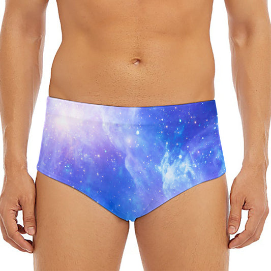 Blue Light Nebula Galaxy Space Print Men's Triangle Swim Briefs
