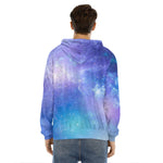 Blue Light Nebula Galaxy Space Print Men's Velvet Pullover Hoodie