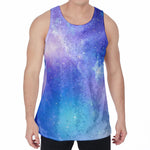 Blue Light Nebula Galaxy Space Print Men's Velvet Tank Top