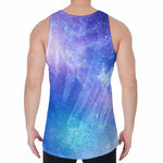 Blue Light Nebula Galaxy Space Print Men's Velvet Tank Top