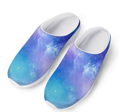 Blue Light Nebula Galaxy Space Print Mesh Casual Shoes
