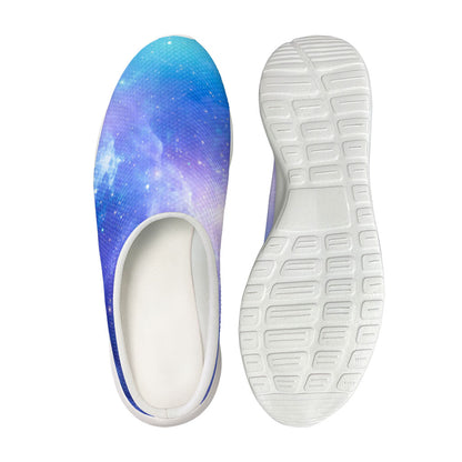 Blue Light Nebula Galaxy Space Print Mesh Casual Shoes