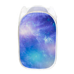 Blue Light Nebula Galaxy Space Print Mesh Laundry Hamper