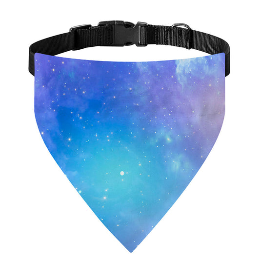 Blue Light Nebula Galaxy Space Print Over The Collar Dog Bandana