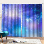 Blue Light Nebula Galaxy Space Print Pencil Pleat Curtains