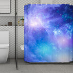 Blue Light Nebula Galaxy Space Print Polyester Shower Curtain