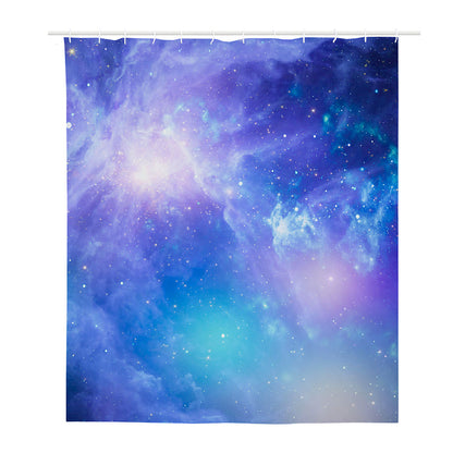 Blue Light Nebula Galaxy Space Print Polyester Shower Curtain
