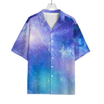 Blue Light Nebula Galaxy Space Print Rayon Hawaiian Shirt