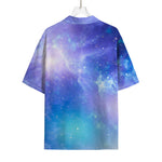 Blue Light Nebula Galaxy Space Print Rayon Hawaiian Shirt