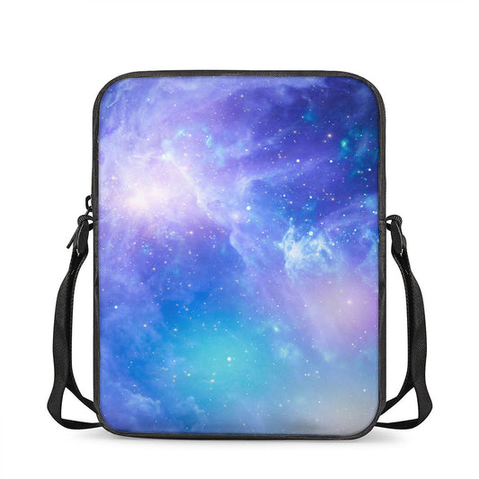 Blue Light Nebula Galaxy Space Print Rectangular Crossbody Bag