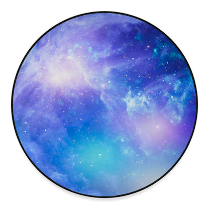 Blue Light Nebula Galaxy Space Print Round Floor Mat