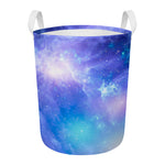 Blue Light Nebula Galaxy Space Print Round Laundry Basket