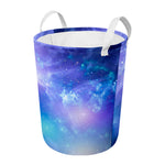 Blue Light Nebula Galaxy Space Print Round Laundry Basket