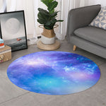 Blue Light Nebula Galaxy Space Print Round Rug