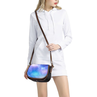 Blue Light Nebula Galaxy Space Print Saddle Bag