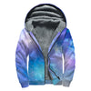 Blue Light Nebula Galaxy Space Print Sherpa Lined Zip Up Hoodie