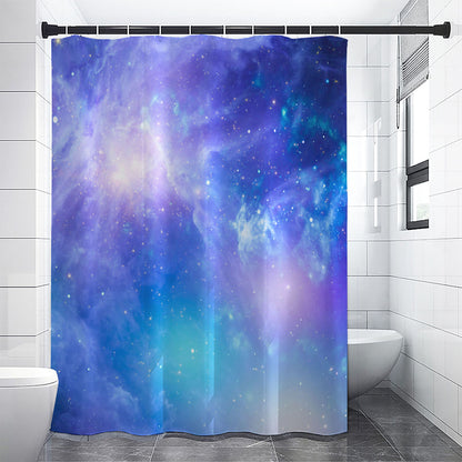 Blue Light Nebula Galaxy Space Print Shower Curtain
