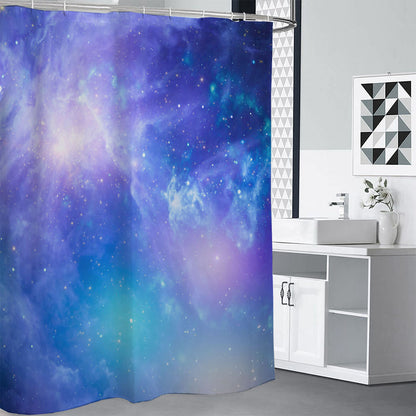 Blue Light Nebula Galaxy Space Print Shower Curtain