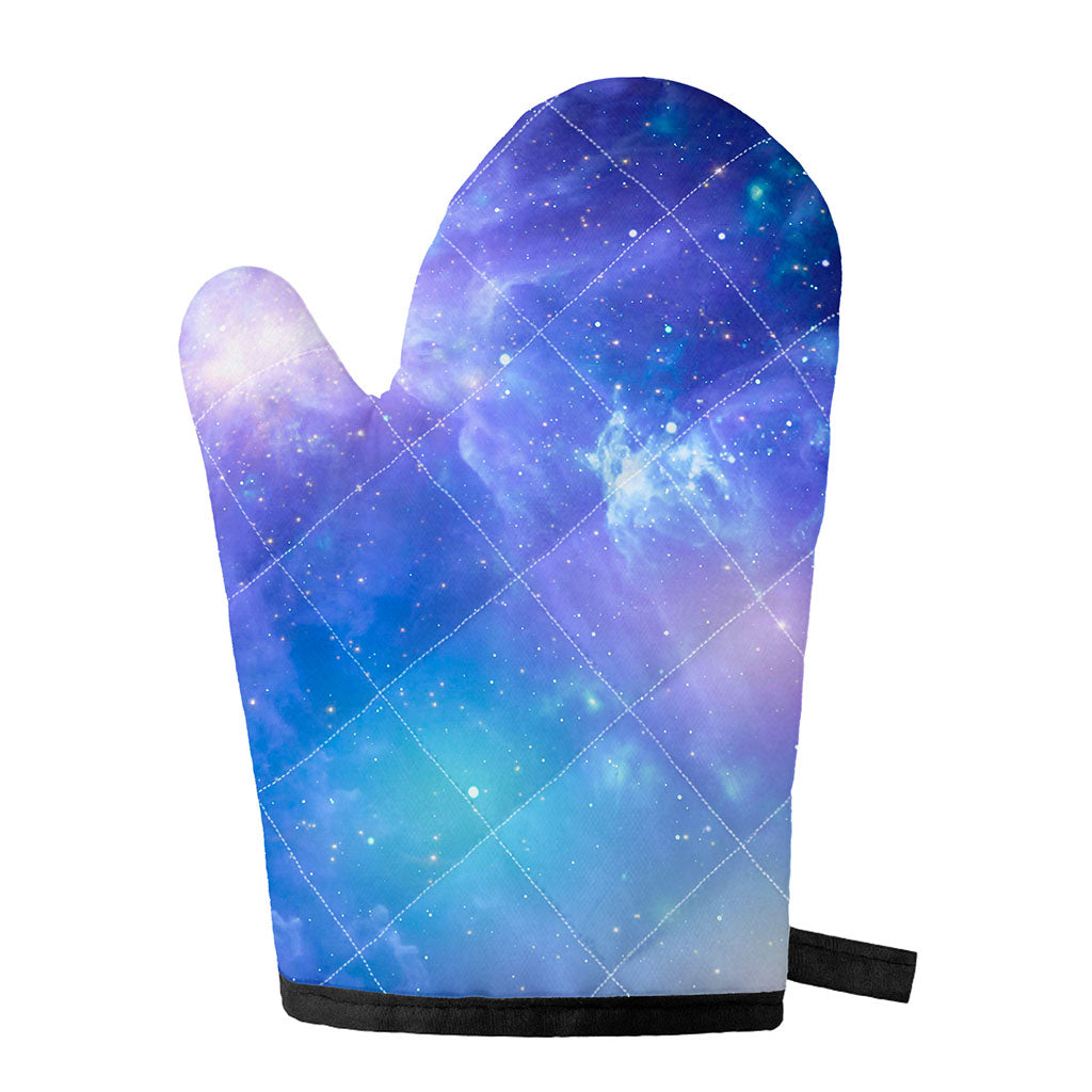 Blue Light Nebula Galaxy Space Print Single Oven Mitt