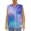 Blue Light Nebula Galaxy Space Print Sleeveless Baseball Jersey