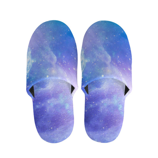 Blue Light Nebula Galaxy Space Print Slippers