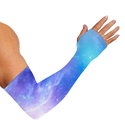 Blue Light Nebula Galaxy Space Print Sun Protection Arm Sleeves