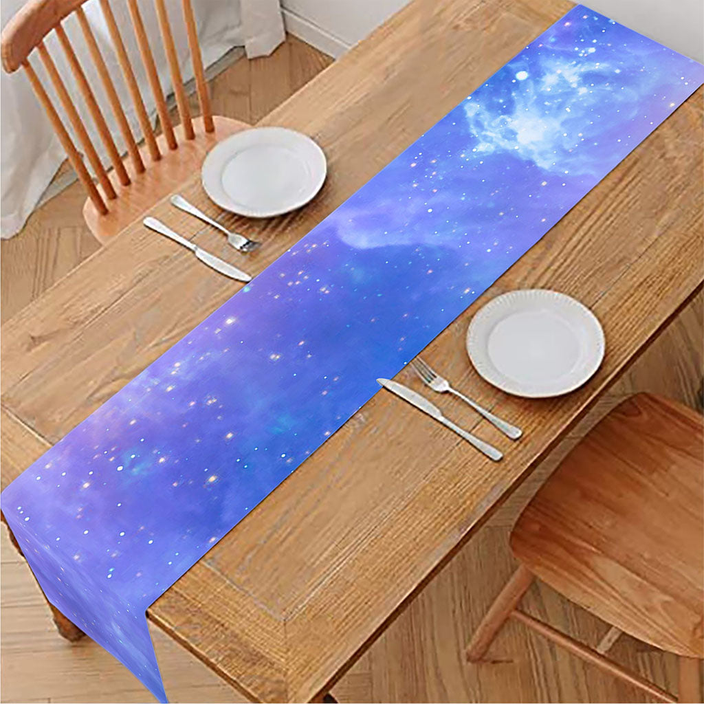 Blue Light Nebula Galaxy Space Print Table Runner