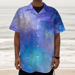 Blue Light Nebula Galaxy Space Print Textured Short Sleeve Shirt