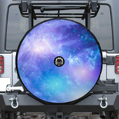 Blue Light Nebula Galaxy Space Print Tire Cover With Camera Hole