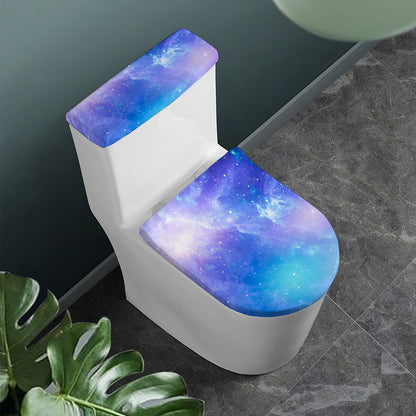 Blue Light Nebula Galaxy Space Print Toilet Lid And Tank Cover Set