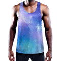 Blue Light Nebula Galaxy Space Print Men's Workout Tank Top