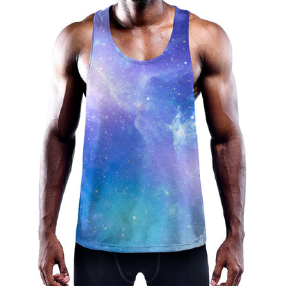 Blue Light Nebula Galaxy Space Print Training Tank Top
