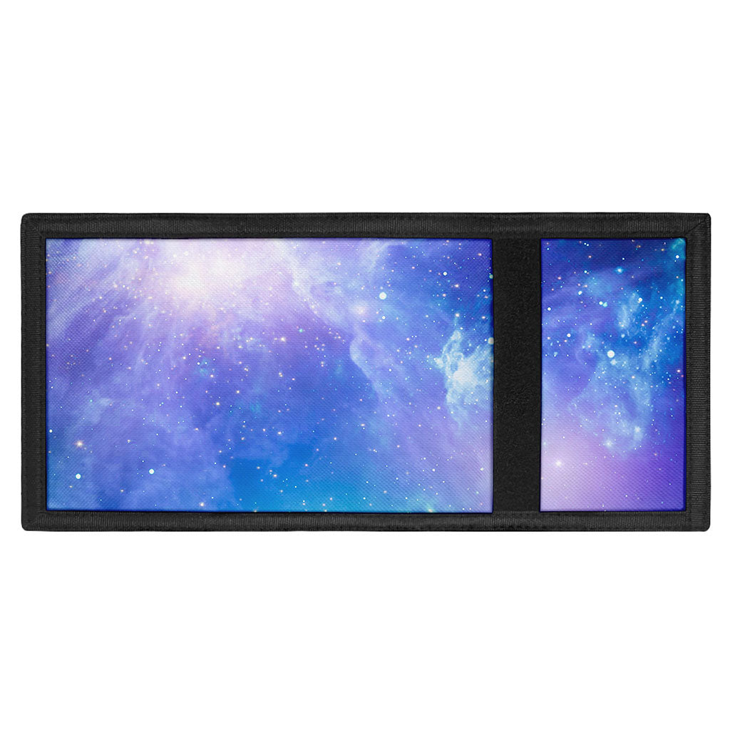 Blue Light Nebula Galaxy Space Print Trifold Wallet