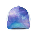 Blue Light Nebula Galaxy Space Print White Mesh Trucker Hat