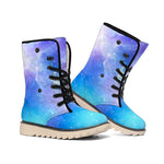 Blue Light Nebula Galaxy Space Print Winter Boots