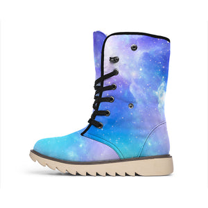 Blue Light Nebula Galaxy Space Print Winter Boots