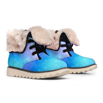 Blue Light Nebula Galaxy Space Print Winter Boots