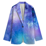 Blue Light Nebula Galaxy Space Print Women's Cotton Blazer