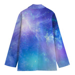 Blue Light Nebula Galaxy Space Print Women's Cotton Blazer