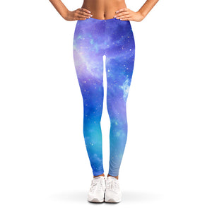 Blue Light Nebula Galaxy Space Print Women's Leggings